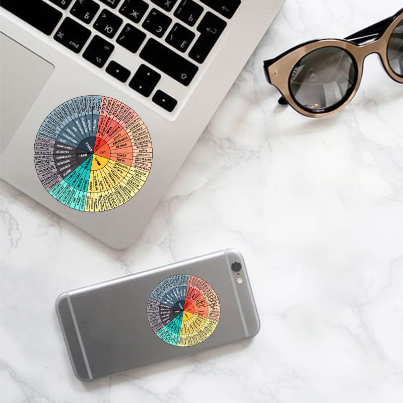 Laptop Mobile Phone Feelings Wheel Chart Emotions Wheel Sticker