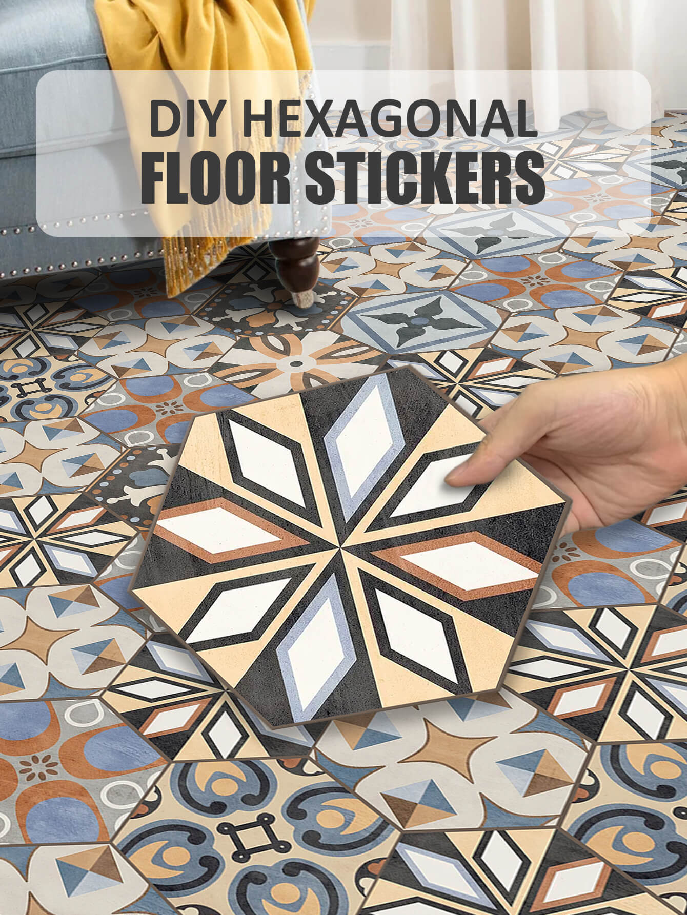 Waterproof And Moisture-Proof Floral Floor Tile Sticker Manufacturer
