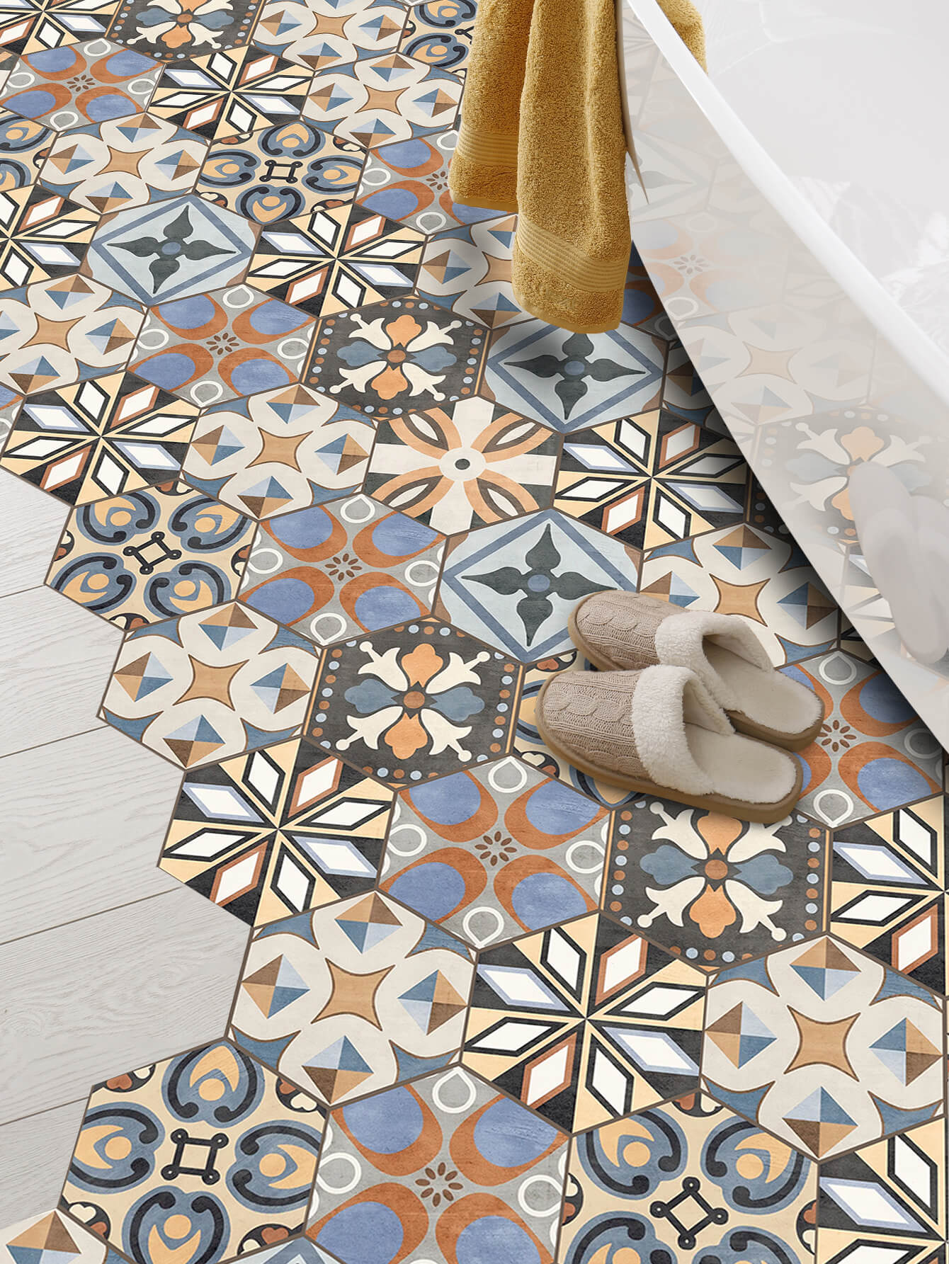 Waterproof And Moisture-Proof Floral Floor Tile Sticker Manufacturer