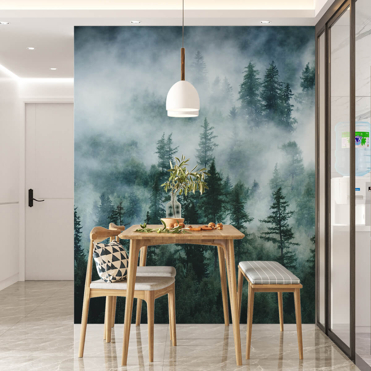 Moody Pine Tree Wallpaper for Living Room