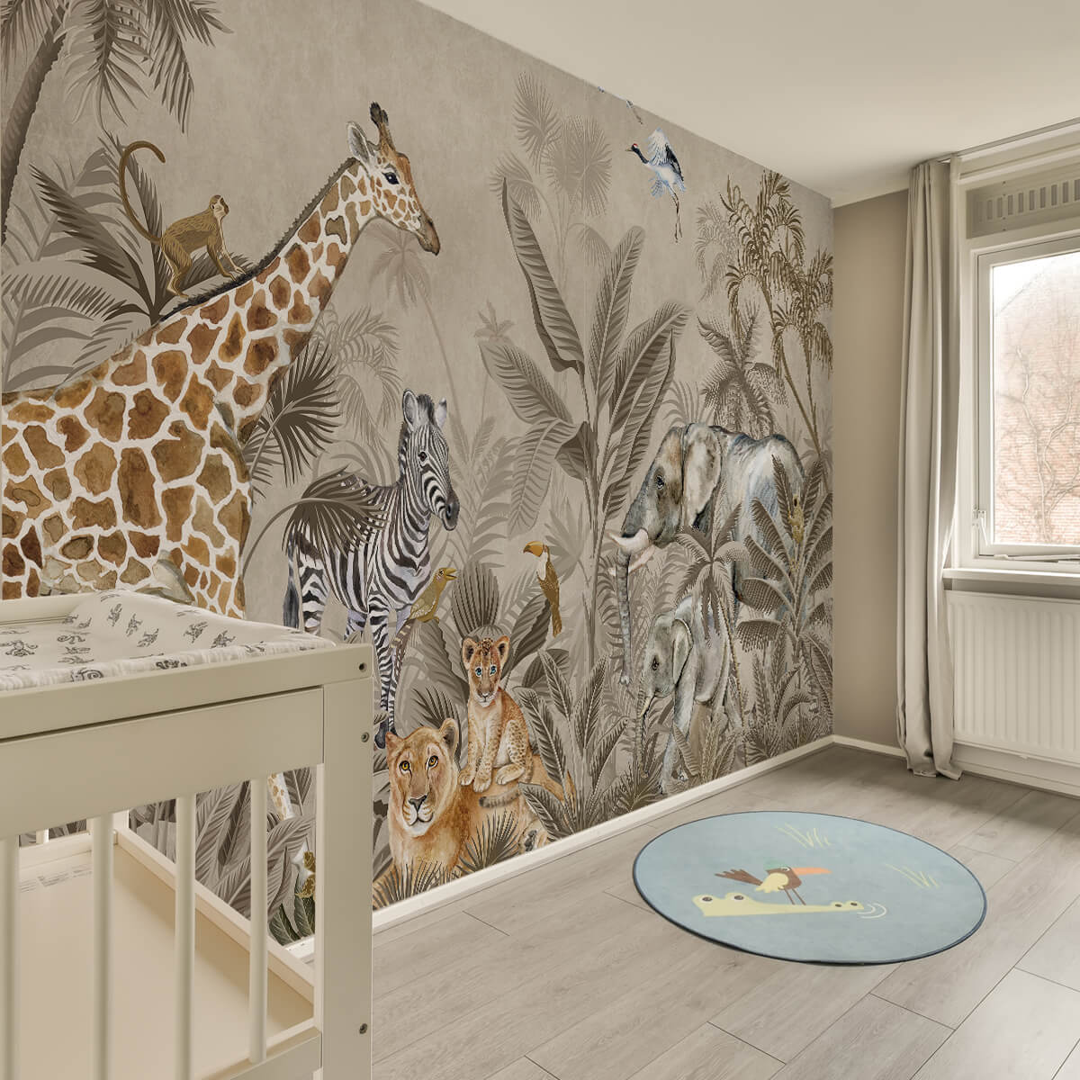 Vintage Safari Animal Nursery Wall Mural Manufacturer