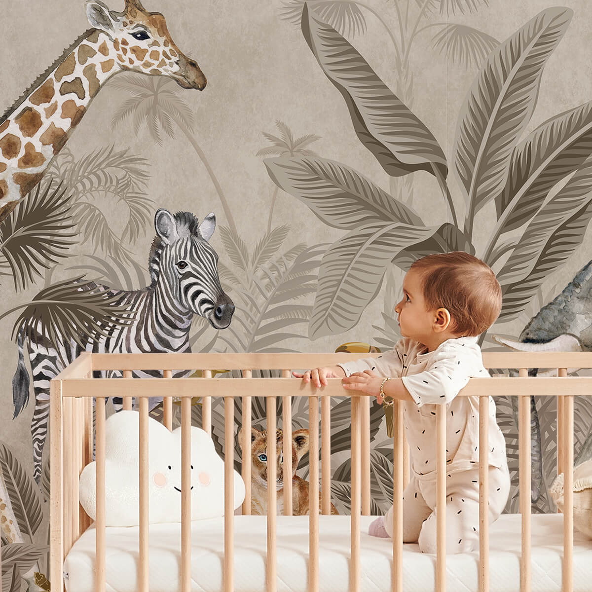 Vintage Safari Animal Nursery Wall Mural Manufacturer
