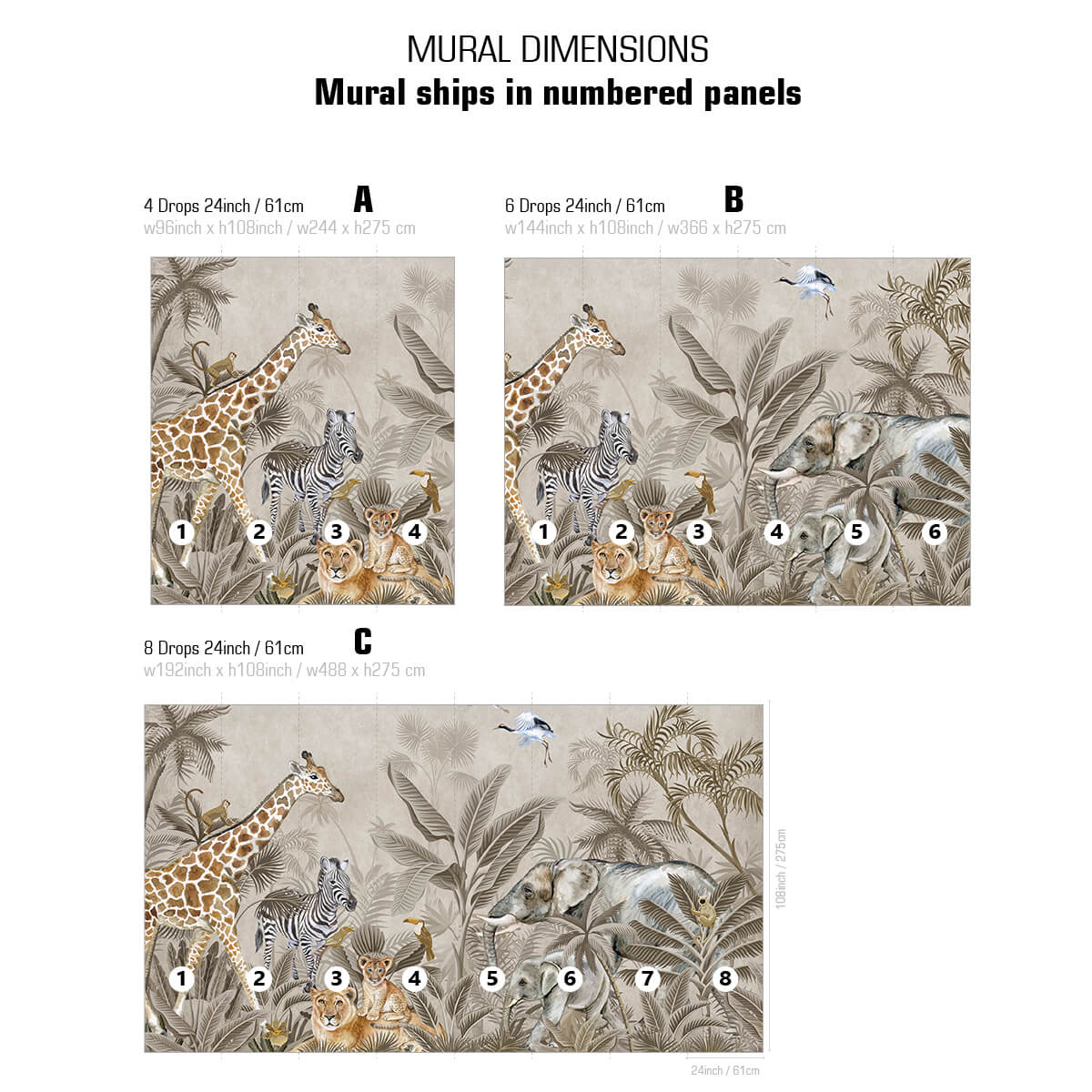 Vintage Safari Animal Nursery Wall Mural Manufacturer