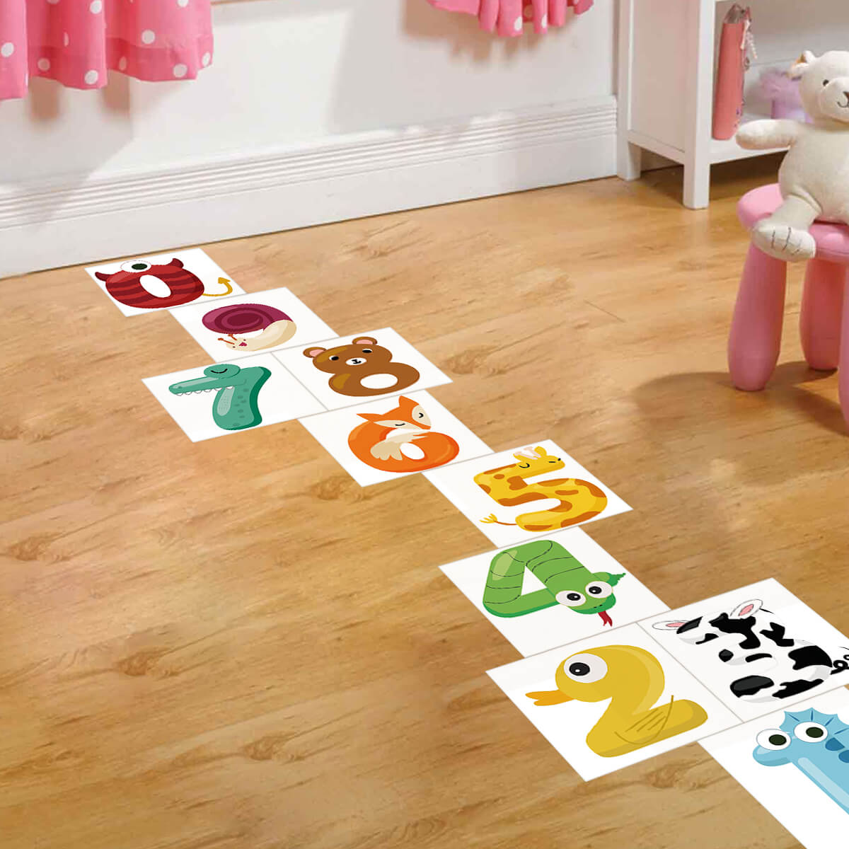 Floor Stickers For Hopscotch With Cute And Fun Animal Elements