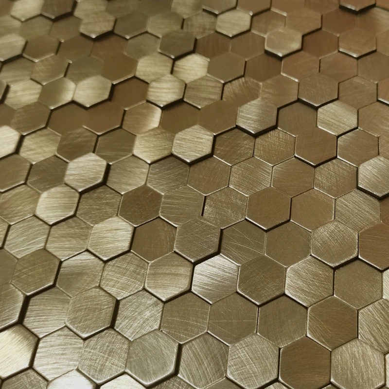 Luxury Brushed Gold Hexagon Mosaic Tiles