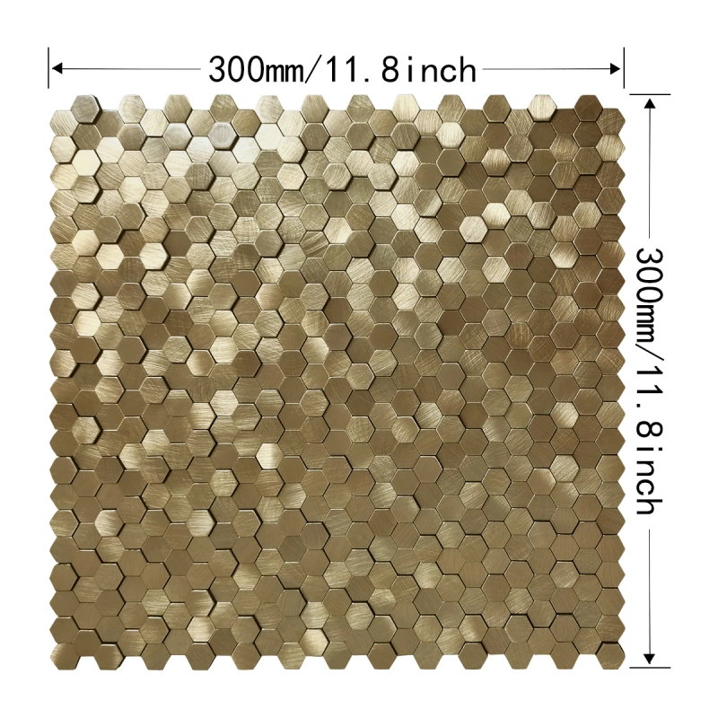 Luxury Brushed Gold Hexagon Mosaic Tiles